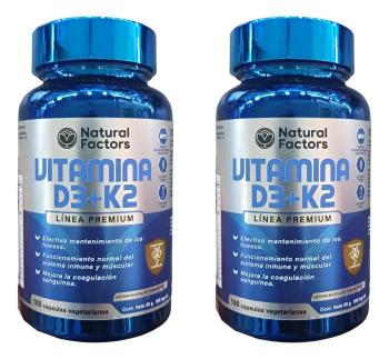 Vitamina D3 + K2 100 Capsulas Natural Factor